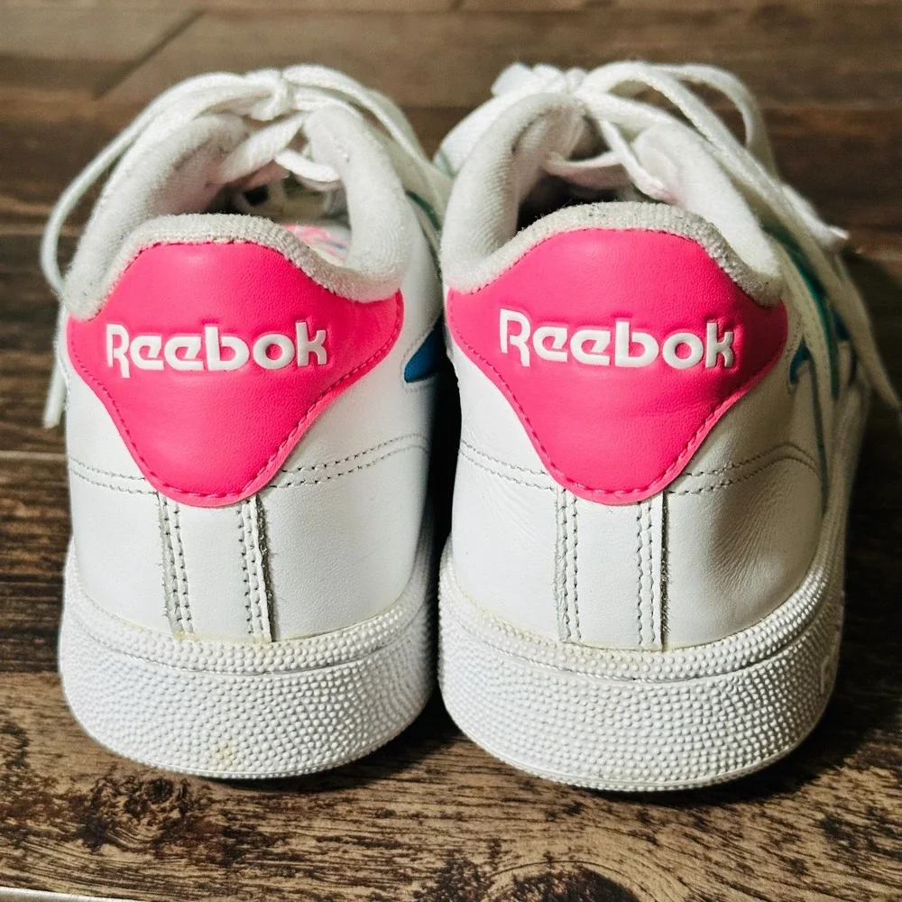 Womens Reebok Club C Revenge Mark - Size 9 - 90's Look  Athletic Shoes Pink Teal